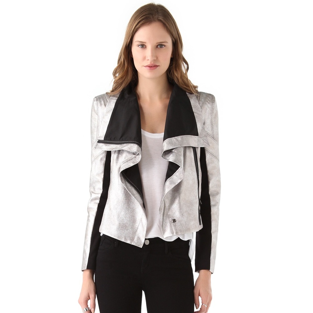 Bcbgmaxazria Orson Metallic Moto Jacket